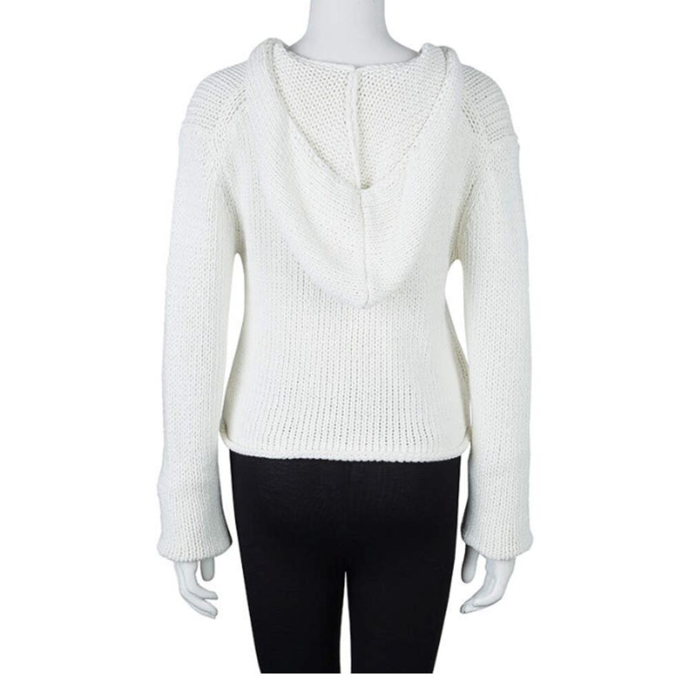 T Alexander Wang White Knit Cropped Hoodie Small - Picture 3 of 6